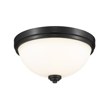 Z-Lite Ashton 2 Light Flush Mount, Matte Black & Matte Opal 443F2-MB